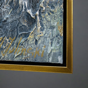 Abstrakte Acrylmalerei Gold Blau Kunst im modernen Interieur