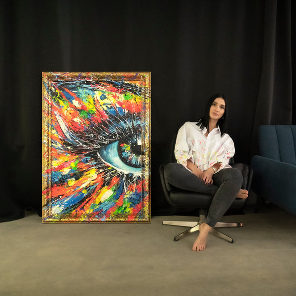 Abstraktes Auge Leinwandbild Acryl moderne Wandkunst