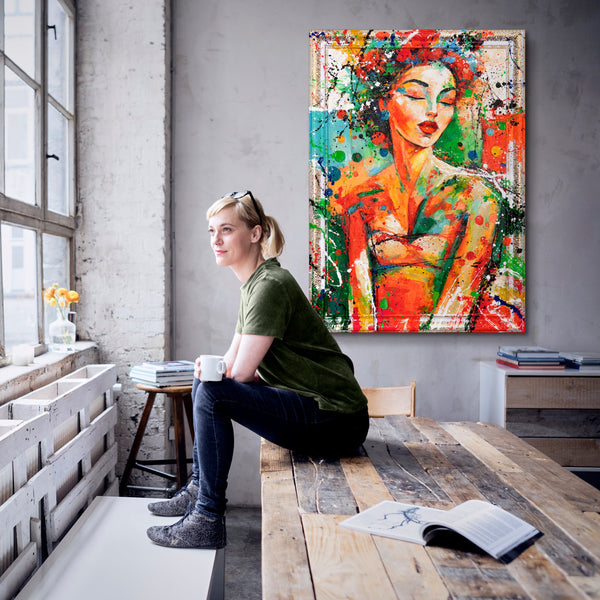 Abstraktes Gemälde mit Frau