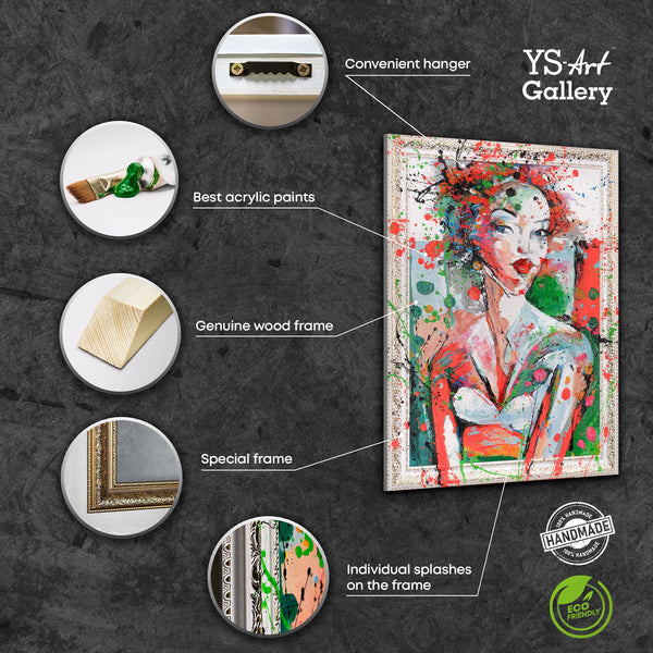 Abstraktes Porträt Frau Acrylbild handgemalt auf Leinwand