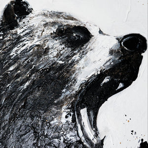 Nahaufnahme Bär Acrylmalerei Schwarz Weiß Gold Struktur