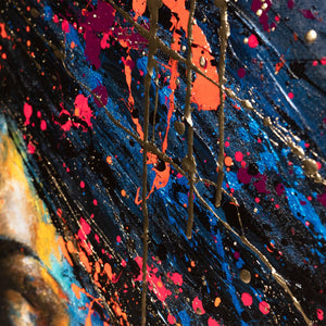 Bunte Linien und Tropfen abstrakte Acrylkunst Nahansicht