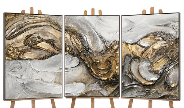 Diptychon Leinwandbild Gold Grau moderne Wanddekoration