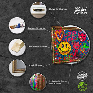 Farbenfrohe Acrylmalerei auf Leinwand