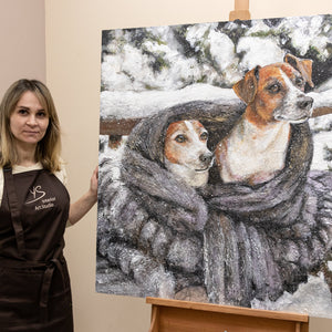 Handgemalte Haustierporträts Hunde Leinwand Wandkunst