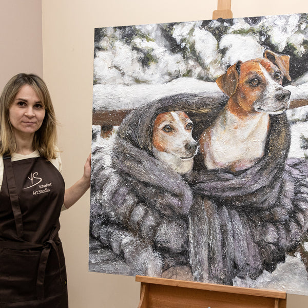 Handgemalte Haustierporträts Hunde Leinwand Wandkunst