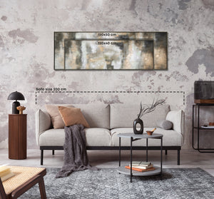 Abstrakte billeder på lærred med ramme 150x50cm "Morgen i Megapolis"