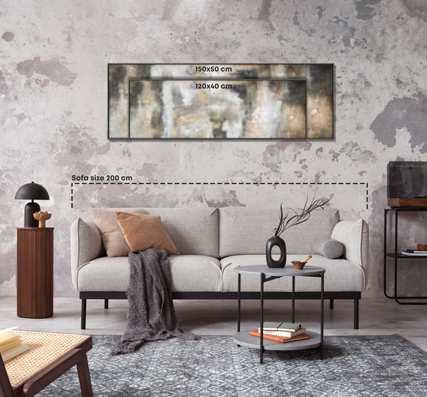 Abstrakte billeder på lærred med ramme 150x50cm "Morgen i Megapolis"