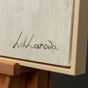 Minimalistische Acrylkunst Beige Grau abstraktes Leinwandbild