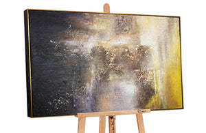 Moderne Wandkunst Gold Grau Acrylbild im Wohnzimmer