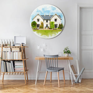 Personalisiertes Bild Hauslandschaft runde Wandkunst Deko