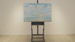 Håndmalede billeder på lærred landskab "Sommerlig Afkøling" 120x80 cm