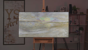 Abstrakt landskabsmaleri håndmalet "Havets Tusmørke"