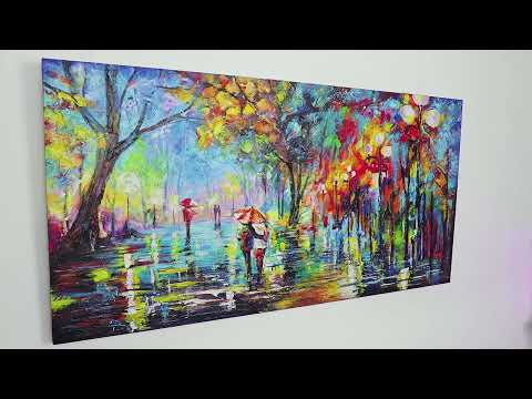Farverig efterårsscene på lærred – „Efterårsalleen“