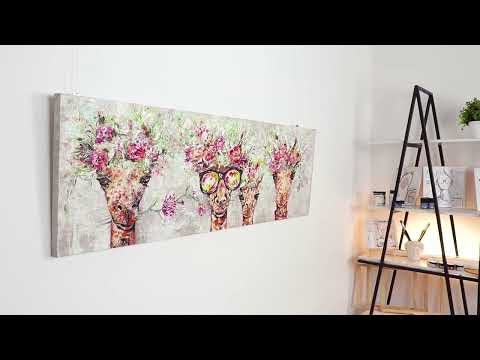 Akryl abstrakt kunst håndmalet "Giraffer" 150x50 cm
