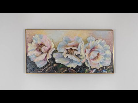 Unikt blomsterbillede til hjemmet "Pæoner" håndmalet vægkunst
