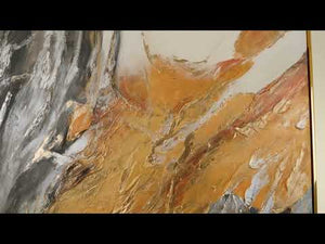 Struktureret akrylmaleri "Gylden symfoni" – Moderne abstrakt kunst med tekstur til stuen