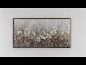 Blomster maleri "Margueritter" – akryl maleri med ramme til stuen