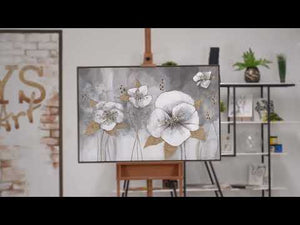 Blumenbild "Gyldne Blomster" – håndmalet akrylmaleri med struktur