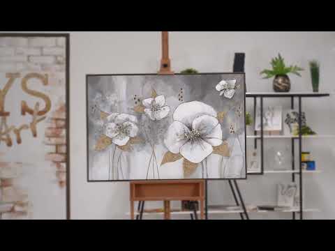 Blumenbild "Gyldne Blomster" – håndmalet akrylmaleri med struktur