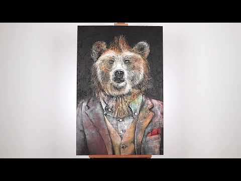 Håndmalede billeder dyr "Styrke" 120x80cm