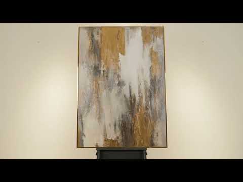 Abstrakt maleri på lærred med guld "Elegant refleksion"