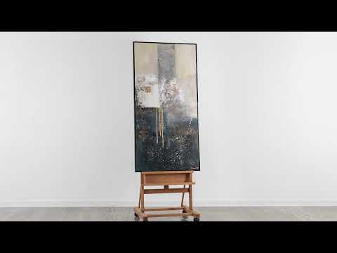 Vægdekoration til stue "Fragmenter" med ramme abstrakt kunst