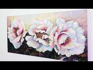 Blomsterbilleder akryl på lærred håndmalet "Pæoner II"