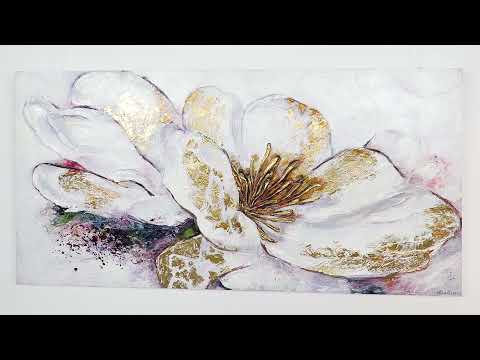 Blomsterbilleder akryl på lærred "Gyldne Paeon"
