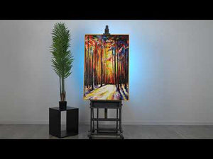 Abstrakt skovmaleri med ramme "Skovharmoni" – håndmalet kunst på lærred