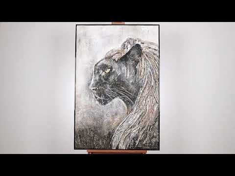 Moderne dyr indrammede billeder "Baghira" 120x80cm