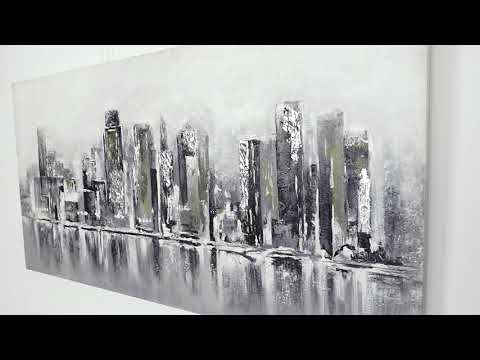 Håndmalede akrylmalerier på lærred "Megapolis"