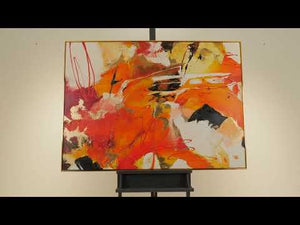 Moderne abstrakte malerier "Orange Eksplosion" – kunst til væggen med ramme