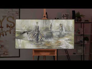 Moderne billeder "Modeshow" håndmalet abstrakt kunst på lærred