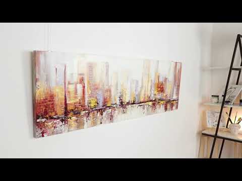 Abstrakte billeder på lærred med ramme 150x50cm "Morgen i Megapolis"
