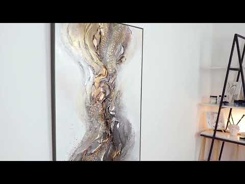 Acrylmaleri til stuen med ramme, abstrakt moderne "Ynde II"