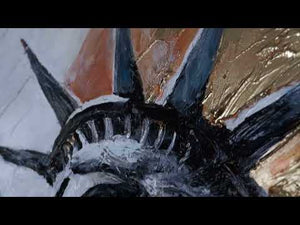 Håndmalet akrylmaleri med Statue of Liberty – Indrammet billede "Frihedens lys"