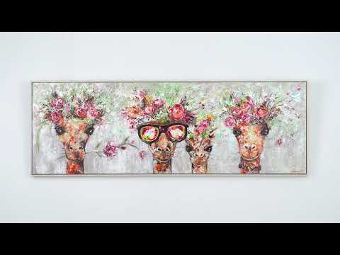 Akryl abstrakt kunst håndmalet "Giraffer" 150x50 cm