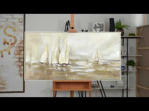 Akrylmaleri abstrakt kunst sejlscene "Solblænding"