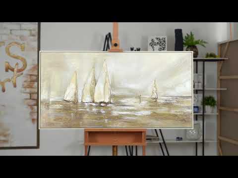 Akrylmaleri abstrakt kunst sejlscene "Solblænding"