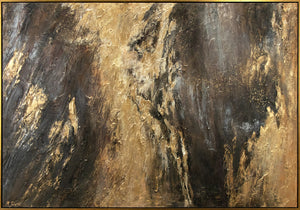 Strukturierte Wandkunst Gold Schwarz handgemalte Acrylkunst