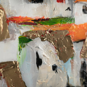 Detailaufnahme abstrakte goldene und weiße Flächen