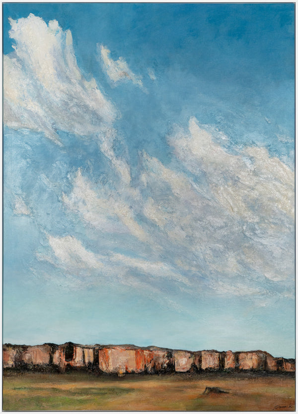 Wandkunst Landschaft Acrylbild Blau Weiß Braun