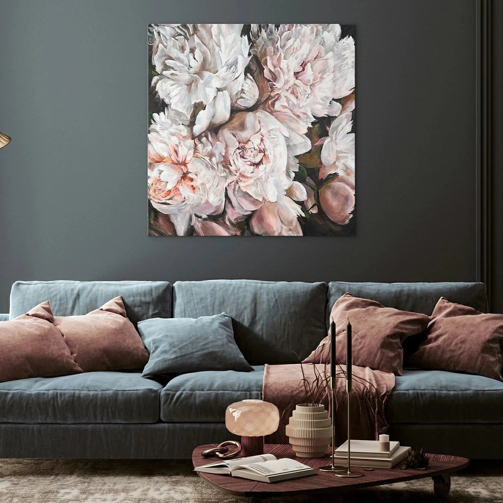 Blomsterbilleder akryl på lærred "Pæonbuketten"